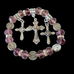Three Cross Bracelet Purple